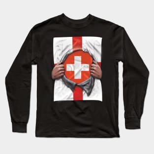 Switzerland Flag English Flag Ripped - Gift for Swiss From Switzerland Long Sleeve T-Shirt